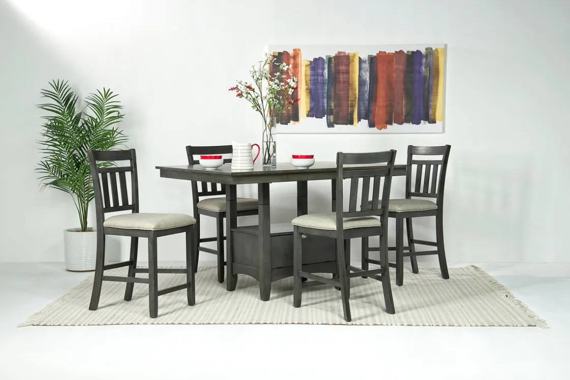 Mor Furniture Miami Adjustable Dining Table & 4 Stools In Gray