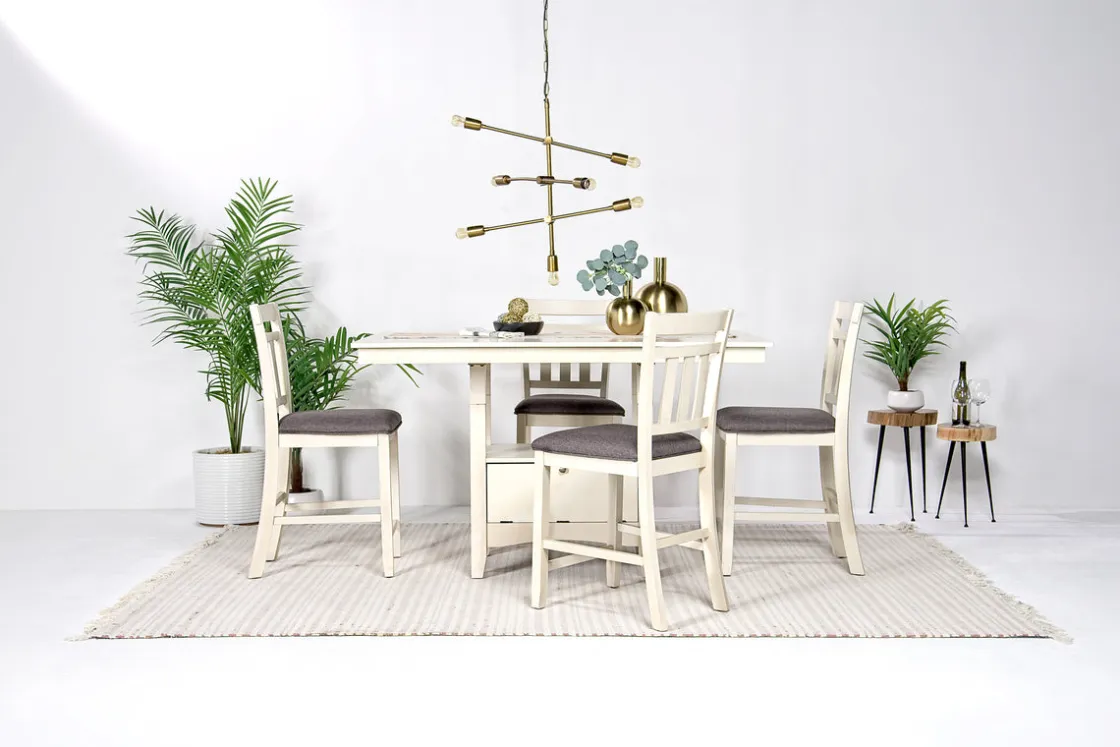Mor Furniture Miami Adjustable Dining Table & 4 Stools In Gray