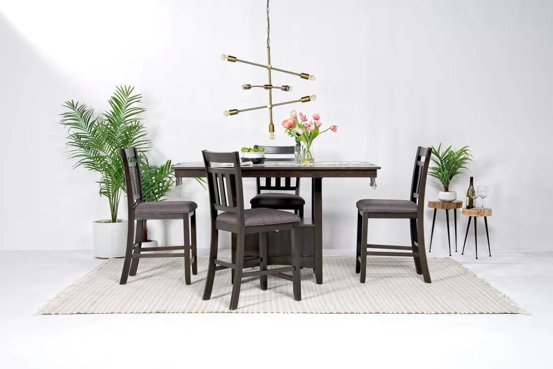 Mor Furniture Miami Adjustable Dining Table & 4 Stools In Gray