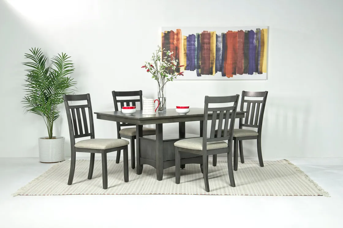 Mor Furniture Miami Adjustable Dining Table & 4 Chairs In Gray