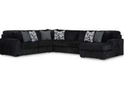 Mor Furniture Midnight Madness 4 Piece Chaise Sectional In Onyx, Right Facing