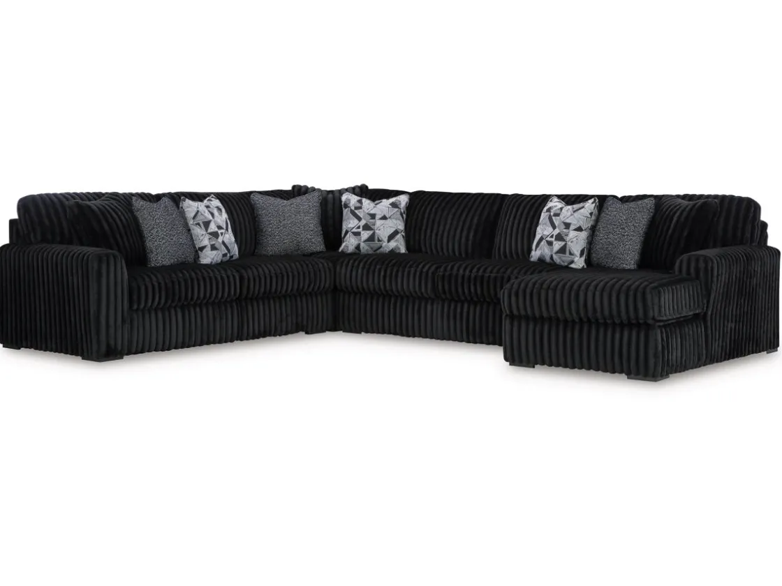 Mor Furniture Midnight Madness 4 Piece Chaise Sectional In Onyx, Right Facing