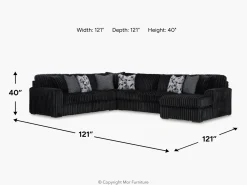 Mor Furniture Midnight Madness 3 Piece Sectional In Onyx