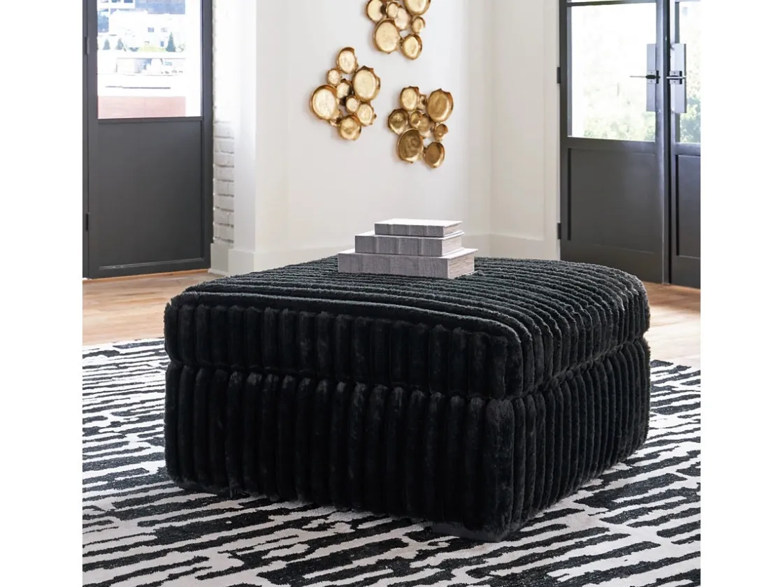 Mor Furniture Midnight Madness Ottoman In Onyx