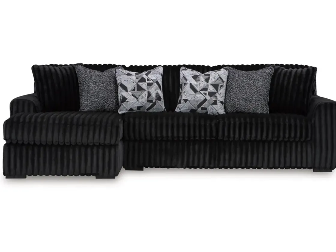 Mor Furniture Midnight Madness Sofa Chaise Sectional In Onyx, Left Facing