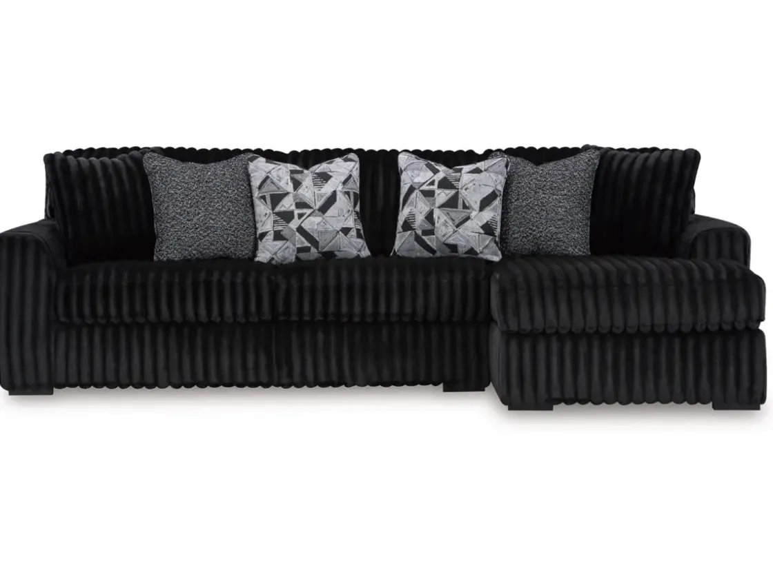 Mor Furniture Midnight Madness Sofa Chaise Sectional In Onyx, Left Facing