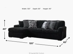 Mor Furniture Midnight Madness Sofa Chaise Sectional In Onyx, Left Facing