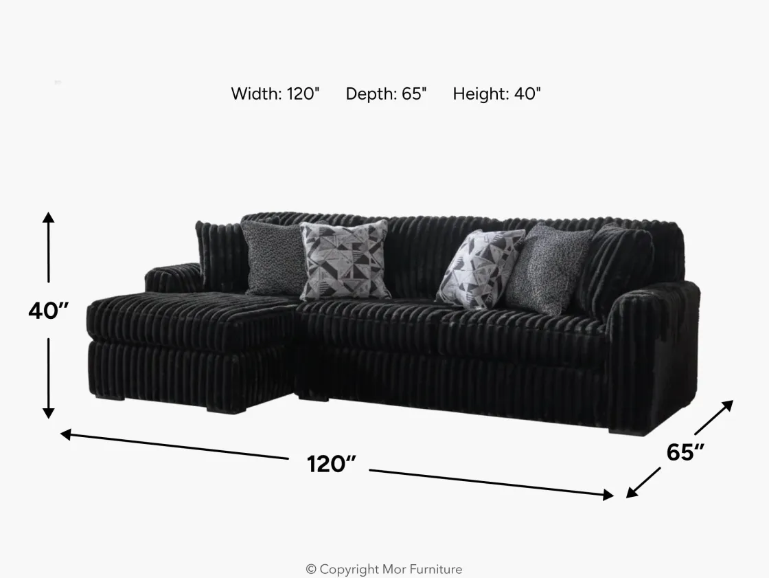 Mor Furniture Midnight Madness Sofa Chaise Sectional In Onyx, Left Facing