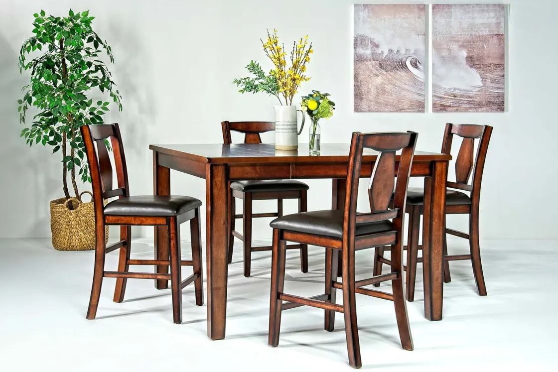 Mor Furniture Napa Counter Height Extendable Dining Table & 4 Stools In Brown