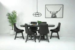 Mor Furniture New Haven Adjustable Extendable Dining Table & 6 Chairs In Gray