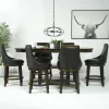 Mor Furniture New Haven Counter Height Adjustable Extendable Dining Table & 6 Stools In Brown