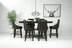 Mor Furniture New Haven Counter Height Adjustable Extendable Dining Table & 6 Stools In Brown
