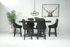 Mor Furniture New Haven Counter Height Adjustable Extendable Dining Table & 6 Stools In Brown