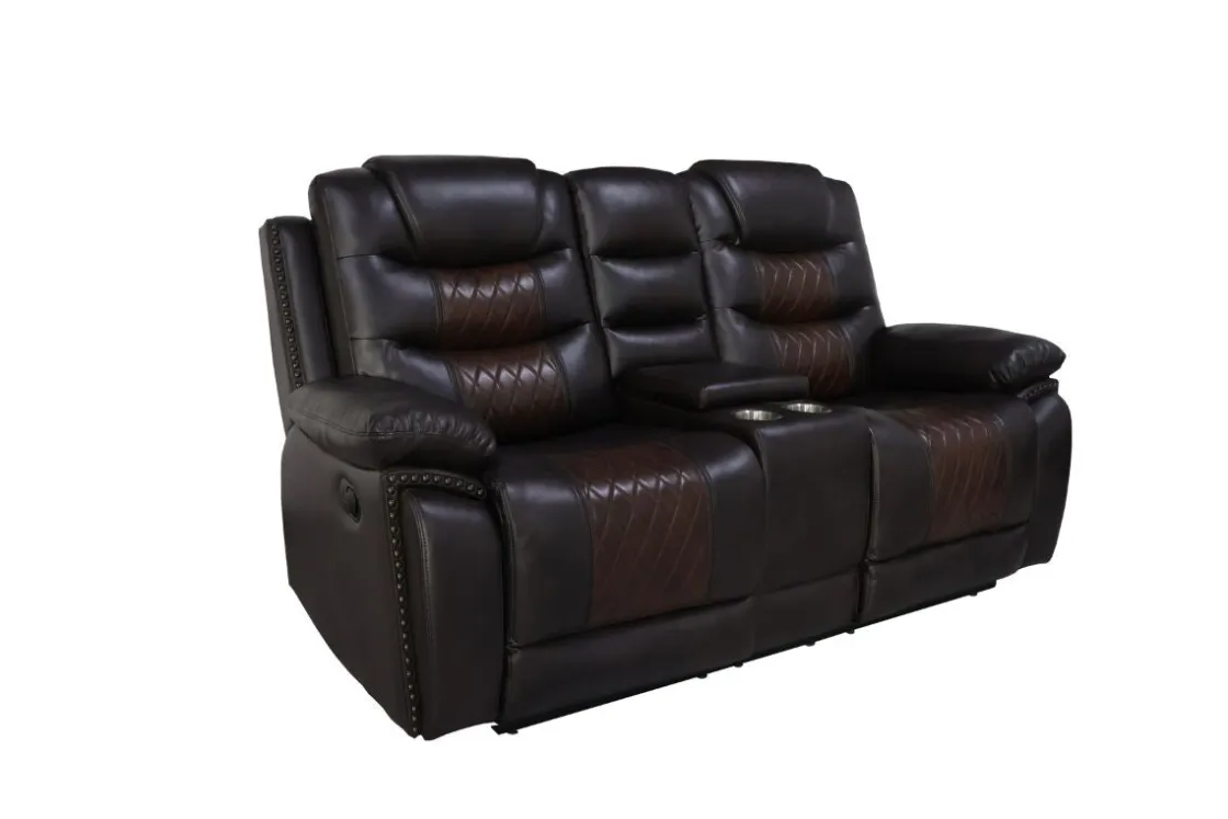 Mor Furniture Nikko Reclining Console Loveseat In Brown