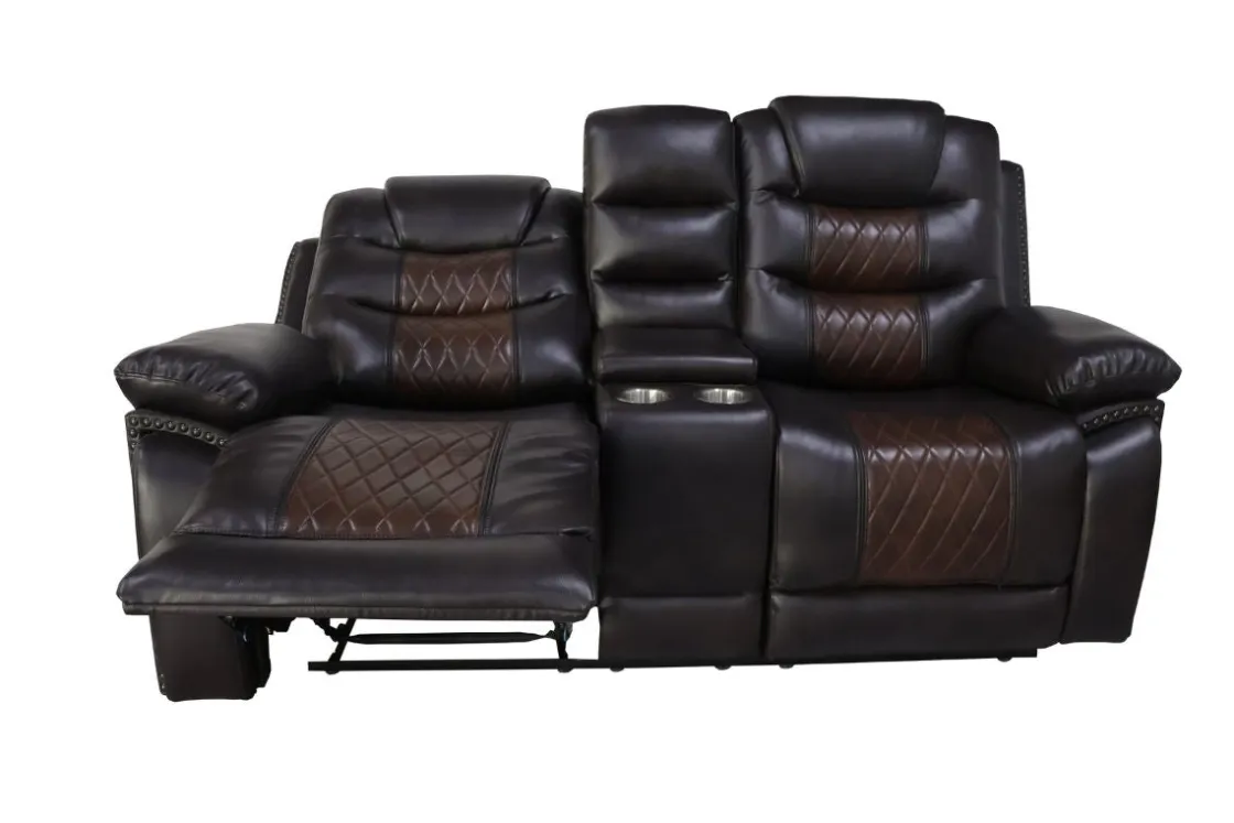 Mor Furniture Nikko Reclining Console Loveseat In Brown