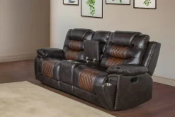 Mor Furniture Nikko Reclining Console Loveseat In Brown