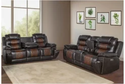 Mor Furniture Nikko Reclining Sofa & Console Loveseat In Brown