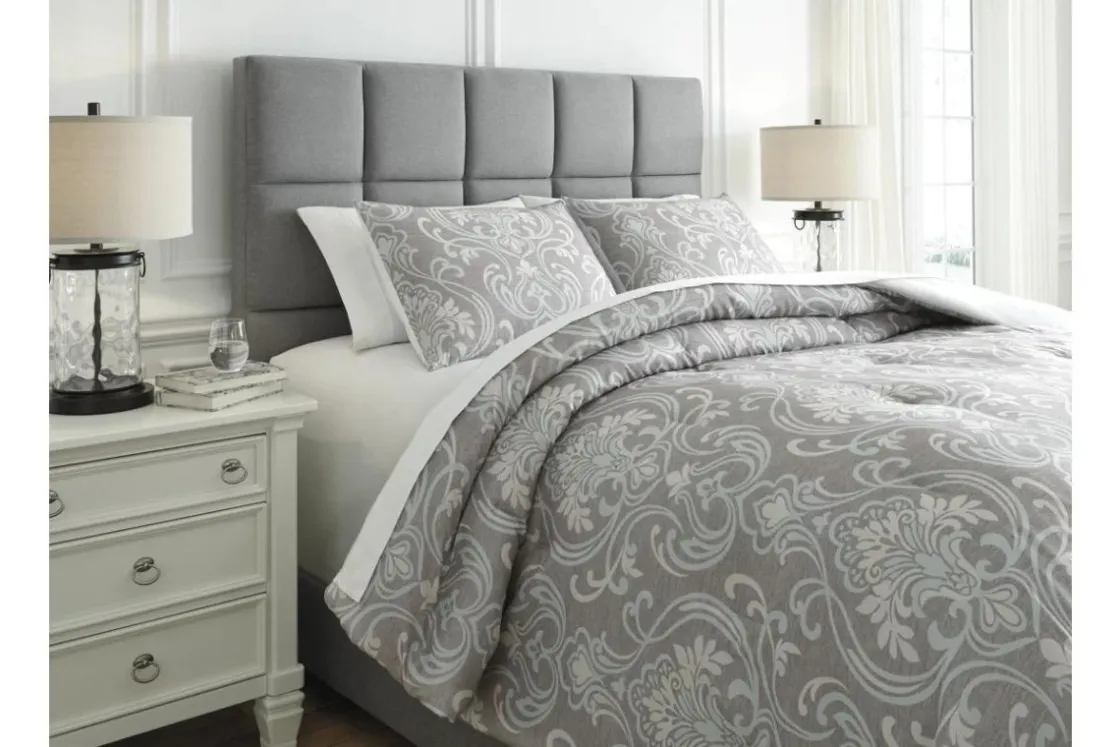 Mor Furniture Noel Comforter Set In Gray & Tan, Queen