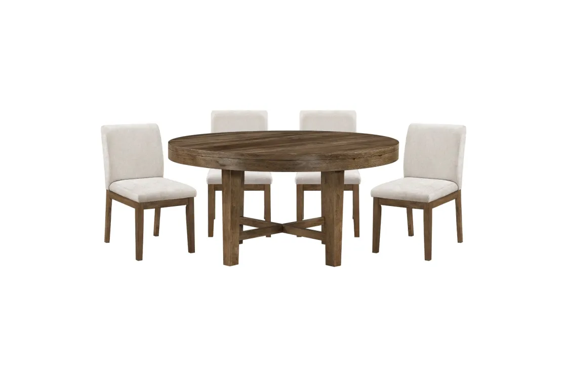 Mor Furniture Oaklyn Round Dining Table & 4 Chairs In Brown