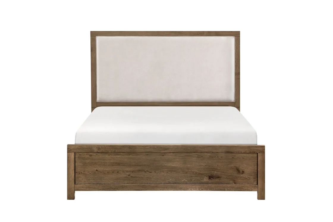 Mor Furniture Oaklyn Upholstered Panel Bed, Dresser, Mirror & Nightstand In Brown, Queen