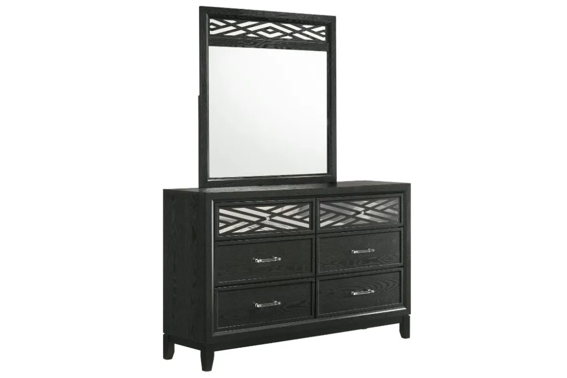 Mor Furniture Obsidian Panel Bed, Dresser, Mirror & Nightstand In , Queen