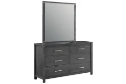 Mor Furniture Odessa Panel Bed, Dresser, Mirror & Nightstand In Charcoal, Queen