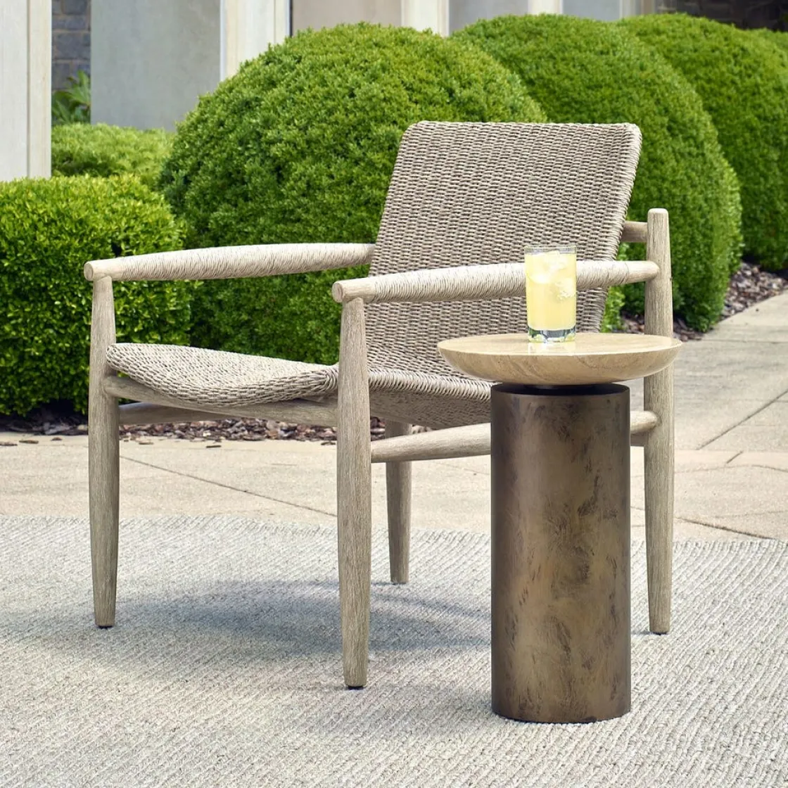 Mor Furniture Olso Outdoor Round Accent Table In Brass