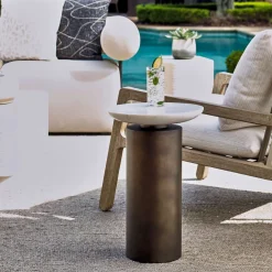 Mor Furniture Olso Outdoor Round Accent Table In Brass