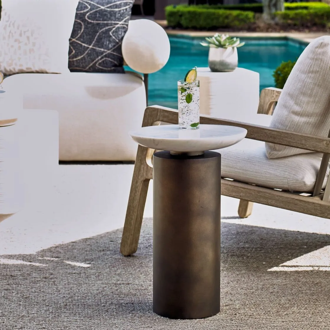 Mor Furniture Olso Outdoor Round Accent Table In Brass