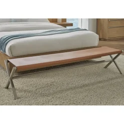 Mor Furniture One Director'S Leather Bench In Warm Cognac
