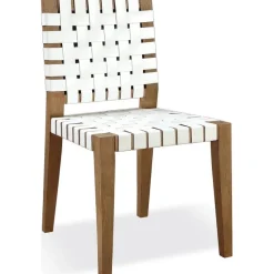 Mor Furniture One Side Chair In Bisque, Woven Leather, Set Of 2