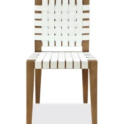 Mor Furniture One Side Chair In Bisque, Woven Leather, Set Of 2