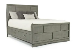 Mor Furniture Ontario Panel Bed W/ Storage In Gray, Eastern King