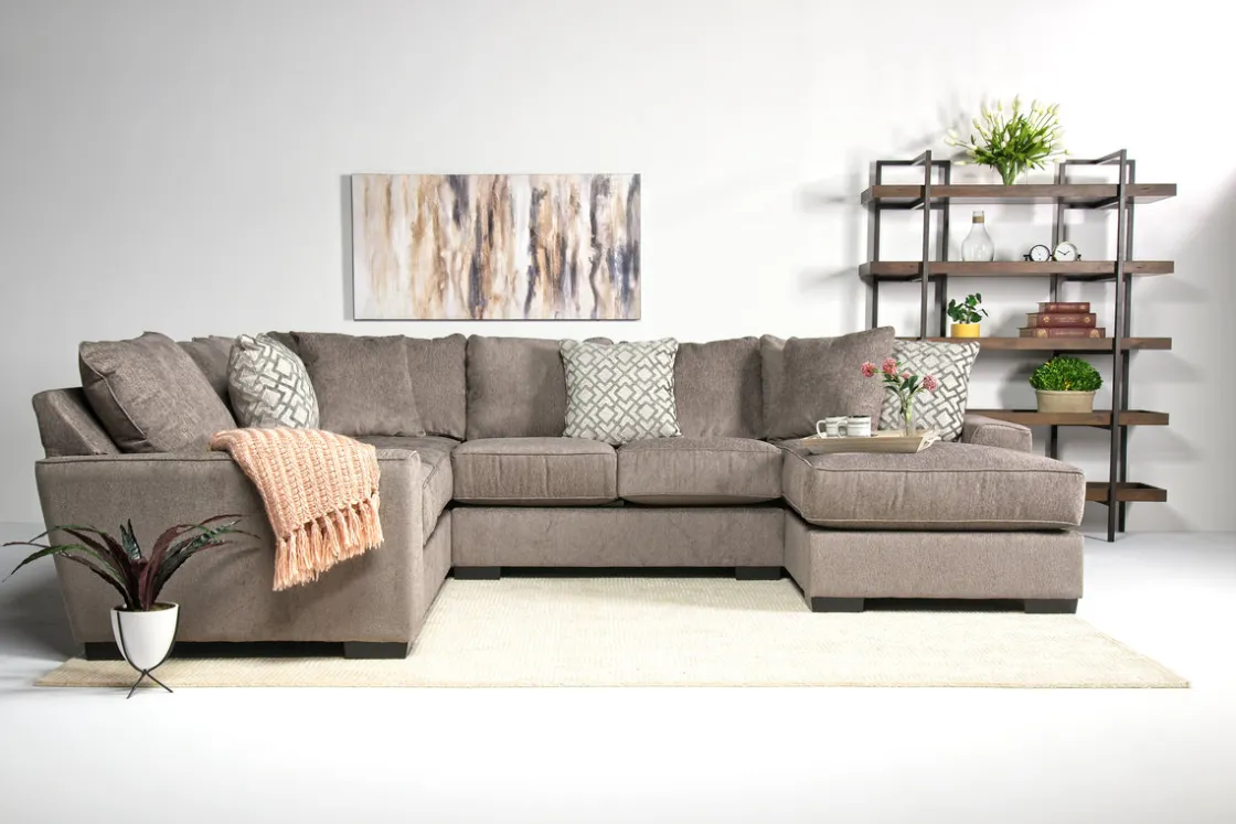 Mor Furniture Oracle Tux Loveseat Chaise Sectional, Left Facing, Down - Custom Order