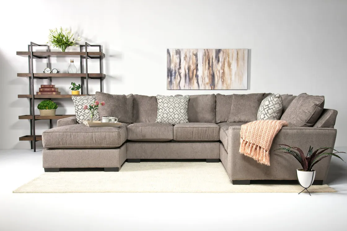 Mor Furniture Oracle Tux Loveseat Chaise Sectional, Left Facing, Down - Custom Order