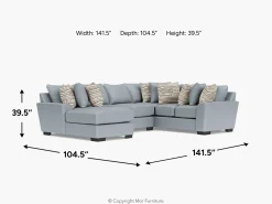 Mor Furniture Oracle Tux Loveseat Chaise Sectional, Left Facing, Down - Custom Order