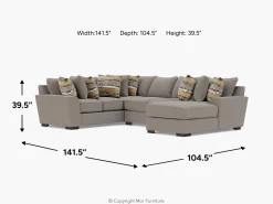 Mor Furniture Oracle Tux Loveseat Chaise Sectional In , Left Facing, Down