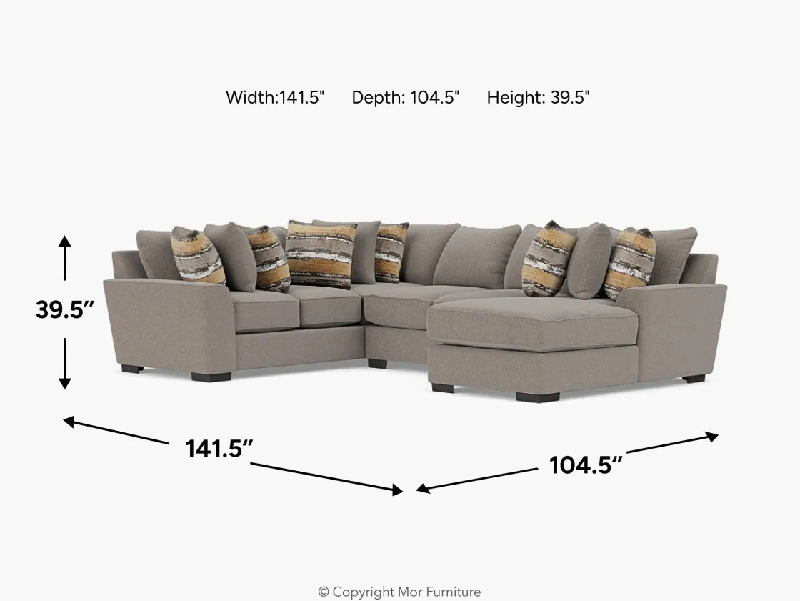 Mor Furniture Oracle Tux Loveseat Chaise Sectional In , Left Facing, Down