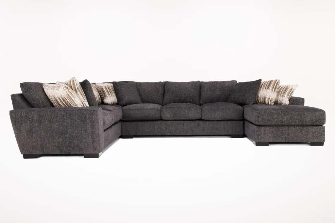 Mor Furniture Oracle Tux Sofa Chaise Sectional In Envy Ebony, Left Facing, Down