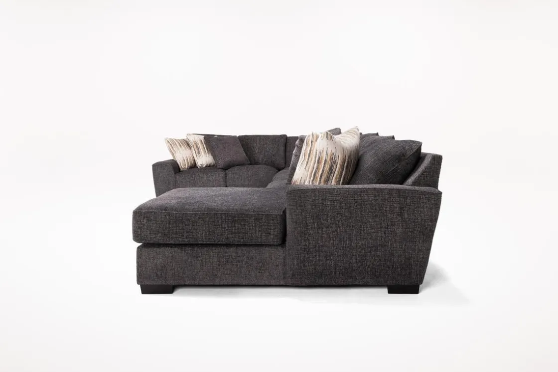 Mor Furniture Oracle Tux Sofa Chaise Sectional In Envy Ebony, Left Facing, Down