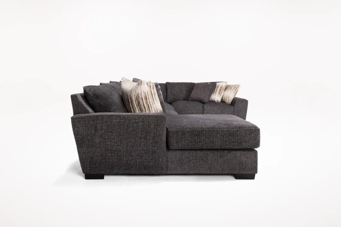 Mor Furniture Oracle Tux Sofa Chaise Sectional In Envy Ebony, Left Facing, Down