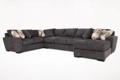 Mor Furniture Oracle Tux Sofa Chaise Sectional In Envy Ebony, Left Facing, Down