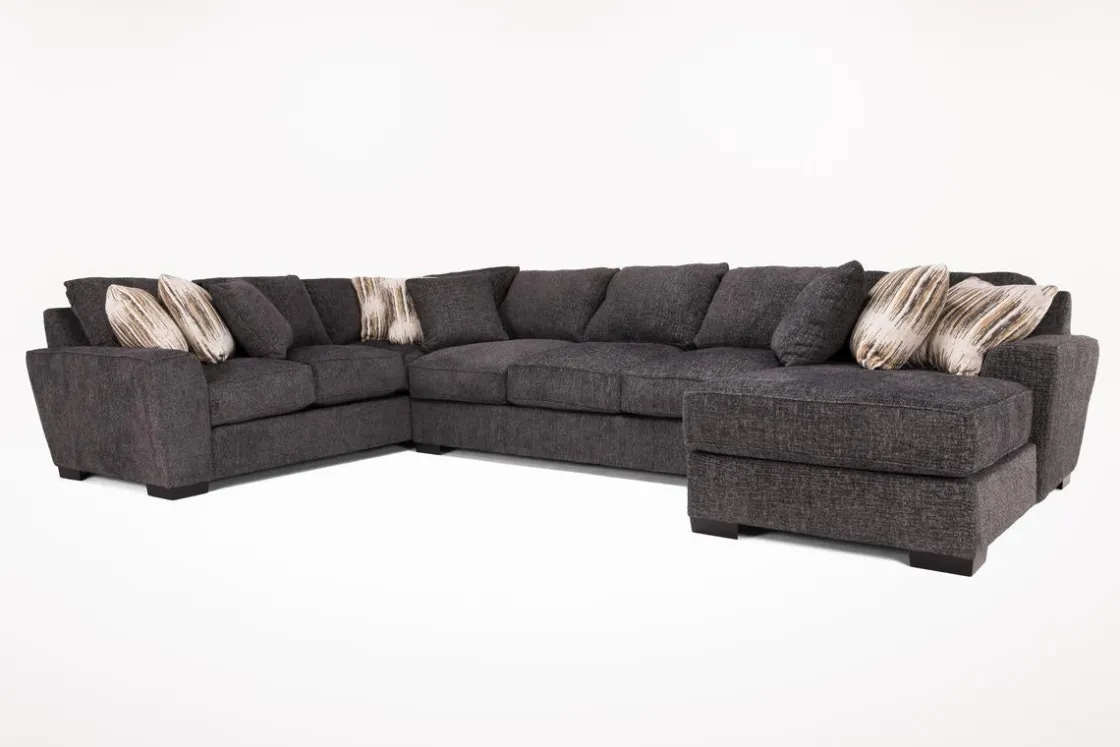Mor Furniture Oracle Tux Sofa Chaise Sectional In Envy Ebony, Left Facing, Down