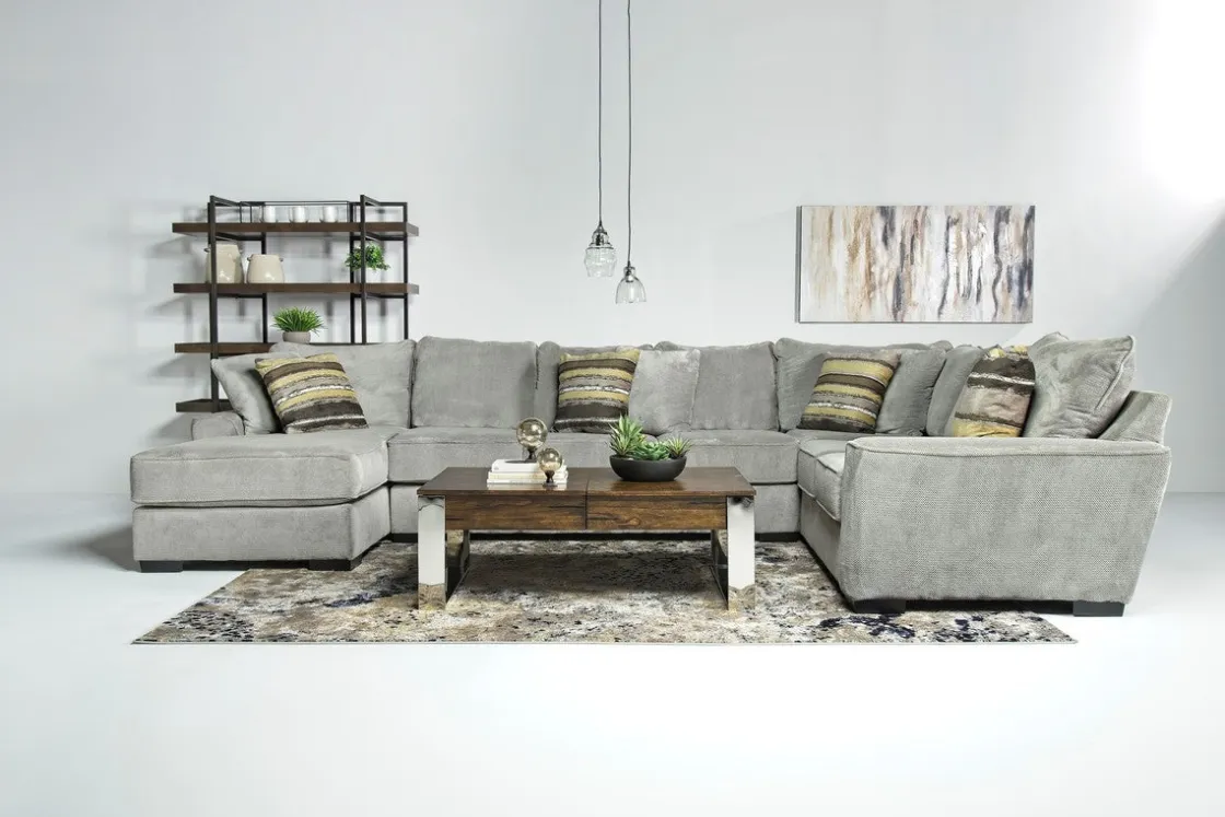 Mor Furniture Oracle Tux Sofa Chaise Sectional In Envy Ebony, Left Facing, Down