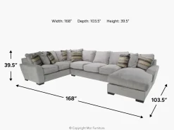 Mor Furniture Oracle Tux Sofa Chaise Sectional In Envy Ebony, Left Facing, Down