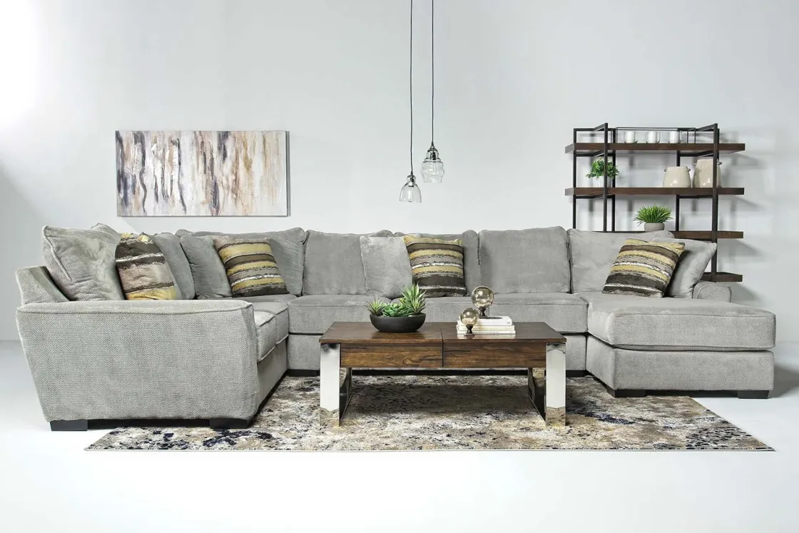 Mor Furniture Oracle Tux Sofa Chaise Sectional In Envy Ebony, Left Facing, Down