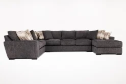 Mor Furniture Oracle Tux Sofa Chaise Sectional In Envy Ebony, Left Facing, Down