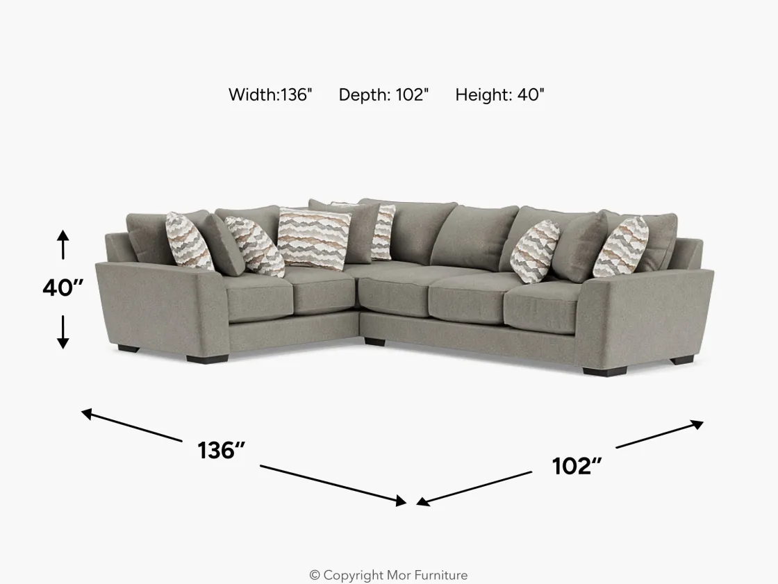 Mor Furniture Oracle Tux Sofa Sectional, Left Facing, Down - Custom Order
