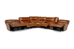 Mor Furniture Oslo 3 Piece 3 Power Sectional In Dark Brown Leather