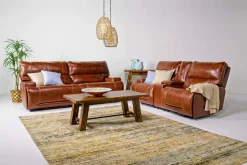 Mor Furniture Oslo 3 Power Console Loveseat In Dark Brown Leather